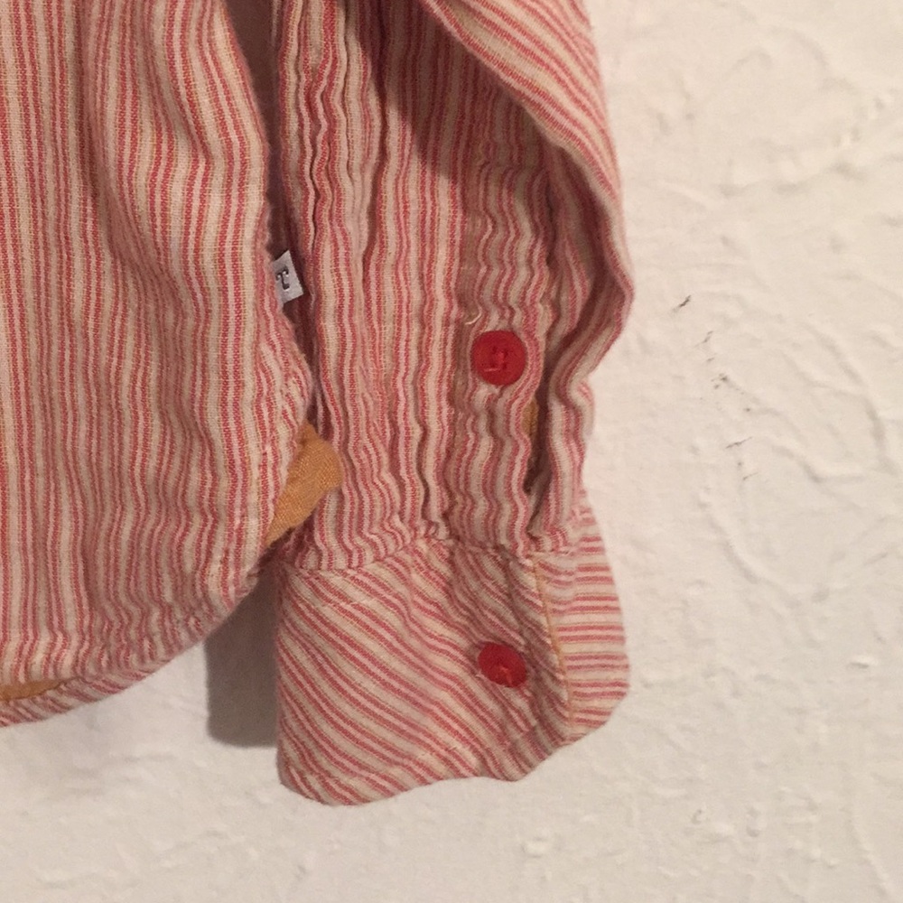 Toad&Co Pink Striped Hooded Shirt Jacket with Mustard Trim - Picture 4 of 12